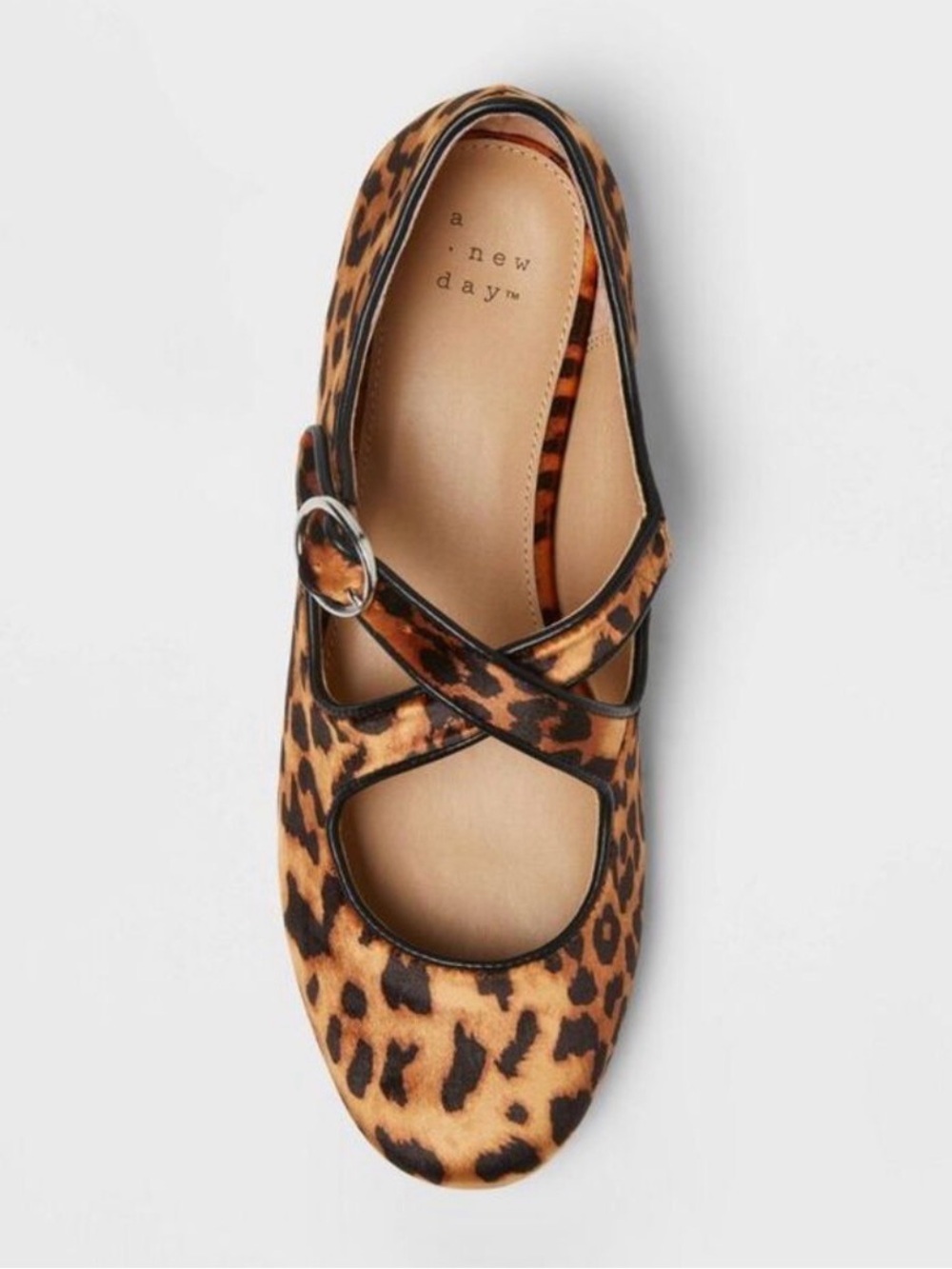 A New Day | Tamsin Leopard Print Cross-Strap Mary Jane Flats Size 8 NIB
